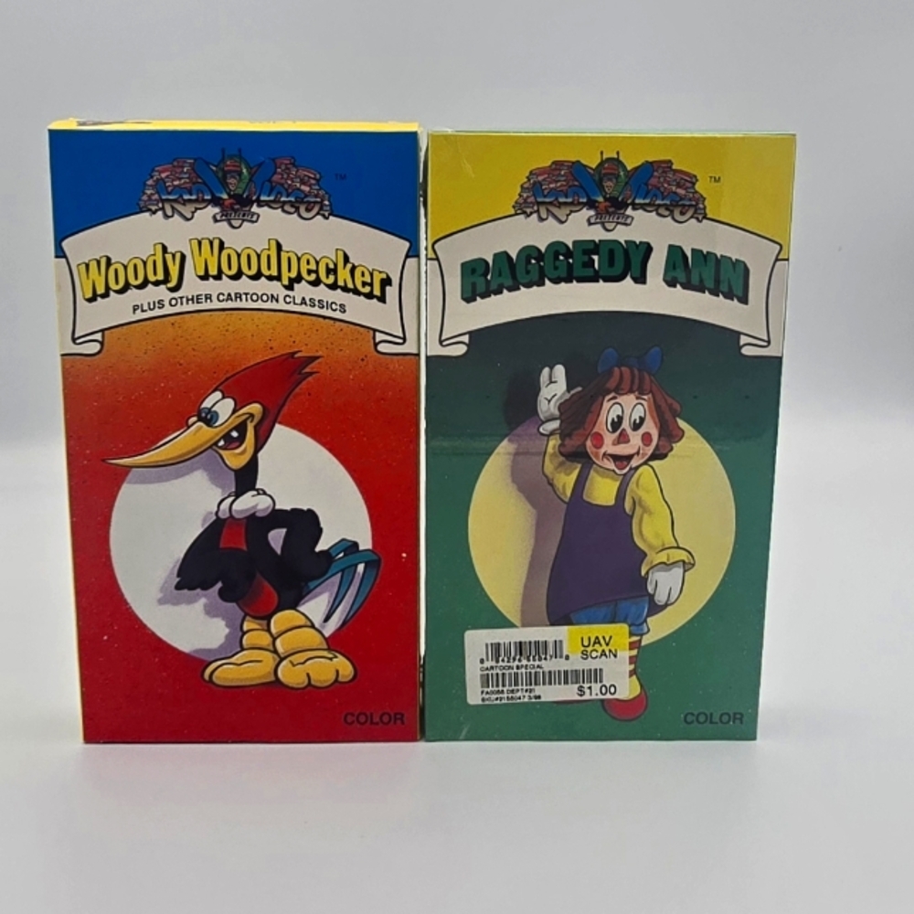 Woody Woodpecker Vol. 1 & Raggedy Ann Vol. 1 Classic VHS Tapes